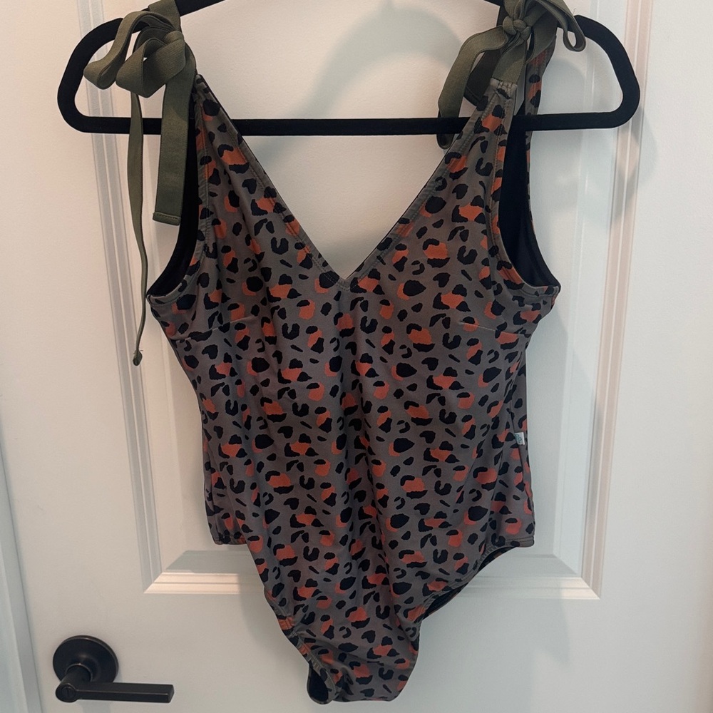 Posh Peanut Leopard Print One Piece with Green Straps